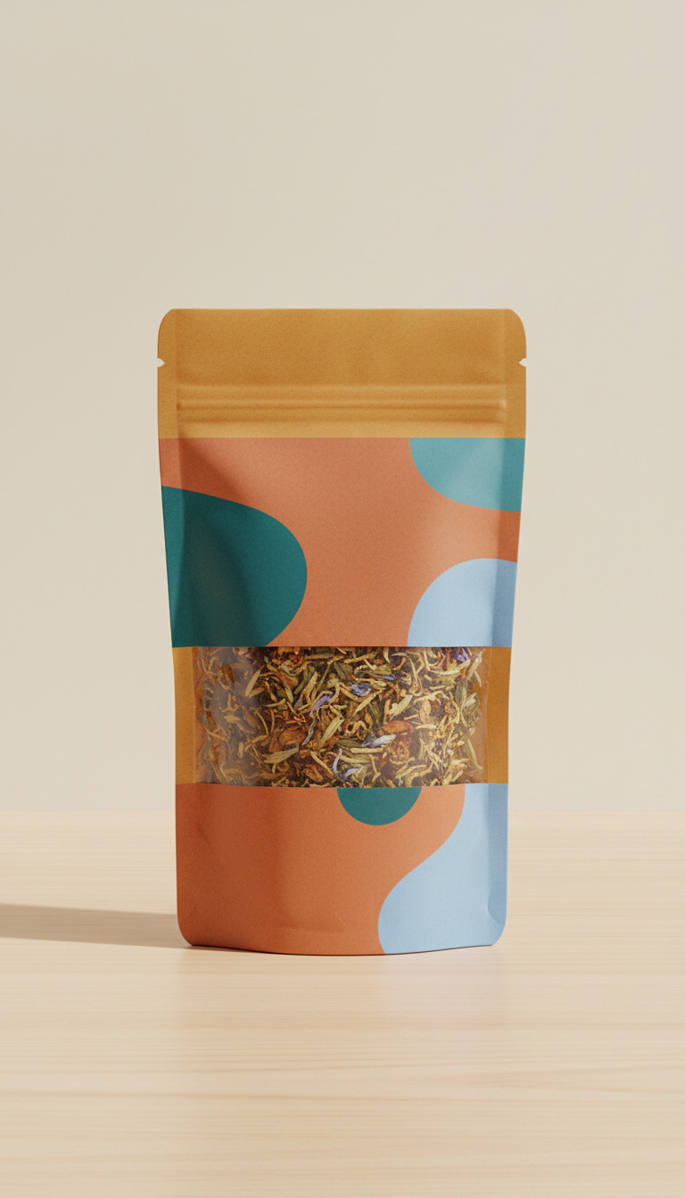 Herbal infusion tea resealable pouch